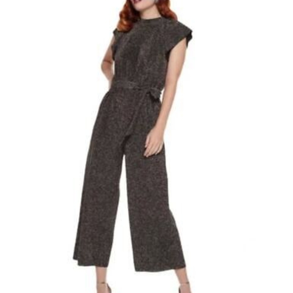 Nine West Pants - Nine West Sleeveless Wide-Leg Black W/ Sparkle Women's XL Jumpsuit Tie Waist